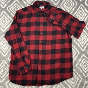 Croft & Barrow Shirt Men's XXL Red Flannel Buffalo Plaid Button Lumberjack